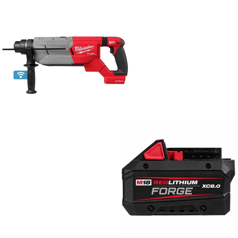 Milwaukee M18 FUEL 1-1/4" Rotary Hammer W/ 48-11-1881 M18 Battery Pack