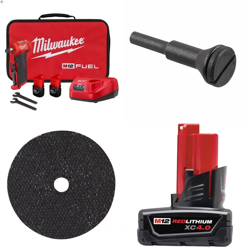 Milwaukee M12 Grinder Kit W/ FREE Arbor, Cut Off Wheel-5Pk & Battery