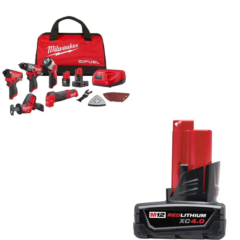 Milwaukee M12 FUEL 12V 5-Tool Combo Kit W/ 48-11-2440 M12 Battery Pack
