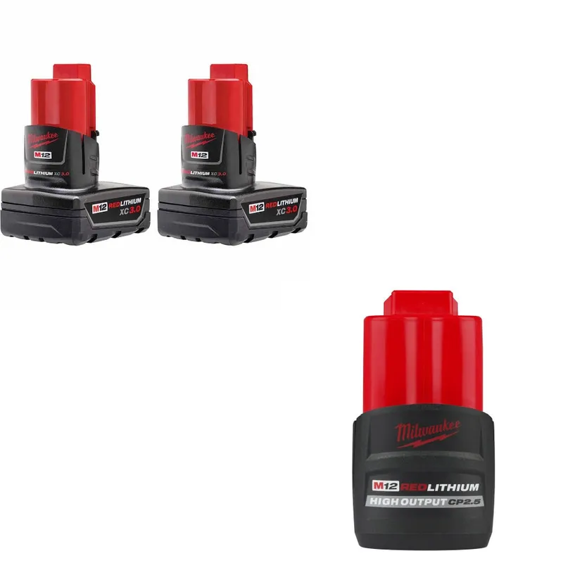 Milwaukee M12 XC Battery-2Pk W/ FREE 48-11-2425 M12 Battery Pack