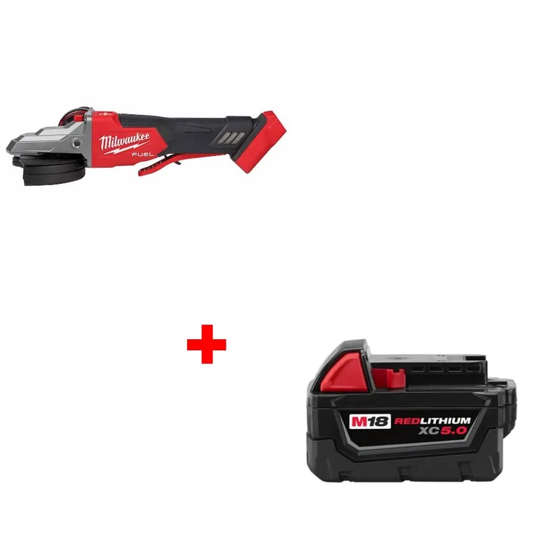 Milwaukee M18 FUEL 5" Grinder, Bare w/ 48-11-1850 M18 Battery Pack