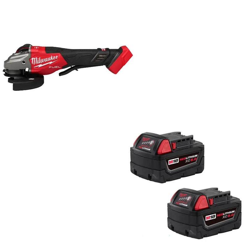 Milwaukee M18 FUEL 4-1/2"-6" Grinder W/ 48-11-1852 M18 XC5 Battery, 2Pk