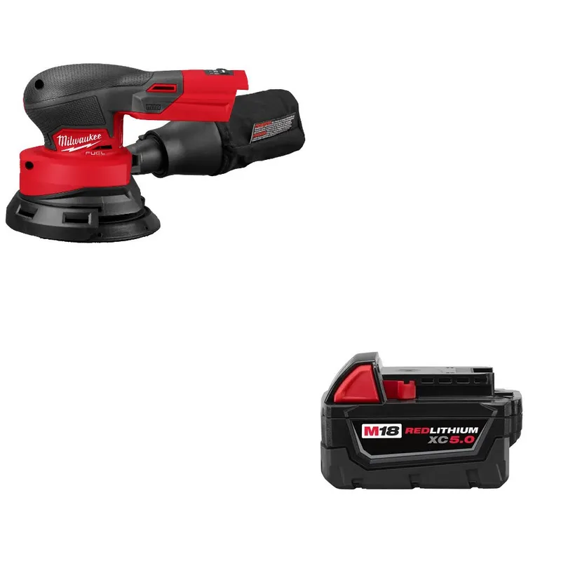 Milwaukee M18 FUEL 5" Sander W/ FREE 48-11-1850 M18 XC5.0 Battery Pack