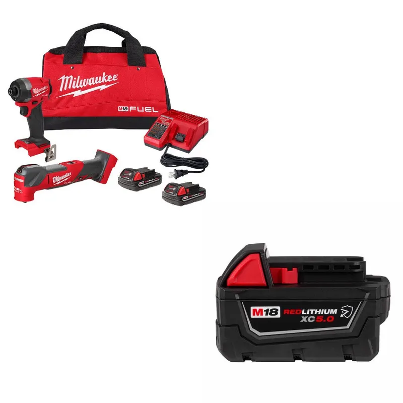 Milwaukee M18 FUEL 2-Tool Combo Kit W/ 48-11-1850R M18 XC5.0 Battery