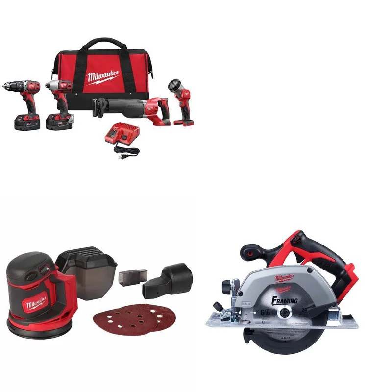 Milwaukee M18 4-Tool Combo Kit W/ FREE 2648-20 M18 Sander & Circ Saw