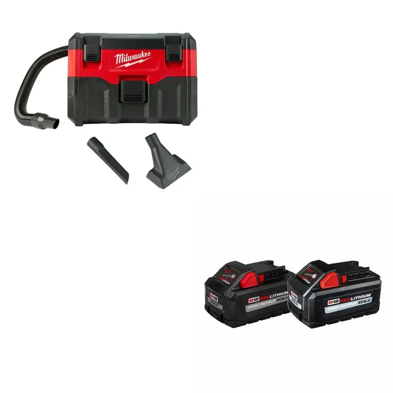 Milwaukee 18V Wet/Dry Vacuum, Bare W/ 48-11-1868 M18 18V Battery, 2 Pack