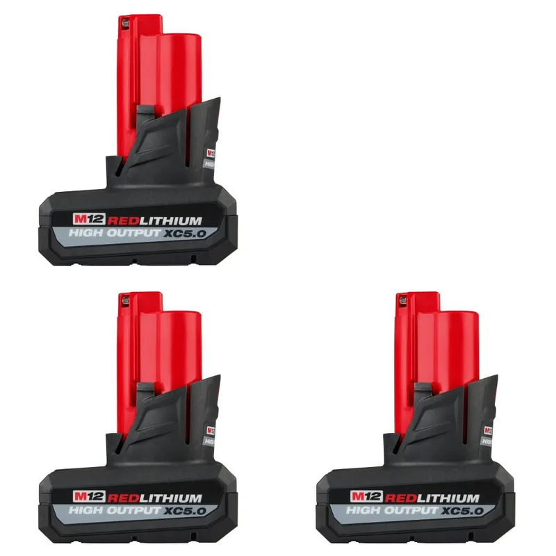 Milwaukee M12 XC5.0 Battery 2-Pack W/ FREE EXTRA 48-11-2450 Battery
