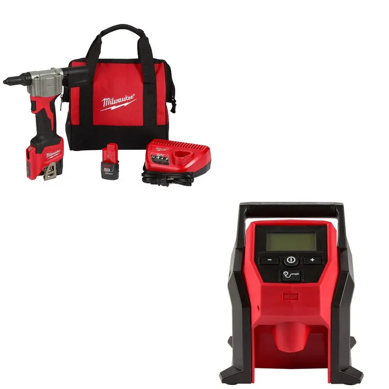 Milwaukee M12 Rivet Tool Kit w/ FREE 2475-20 M12 Compact Inflator