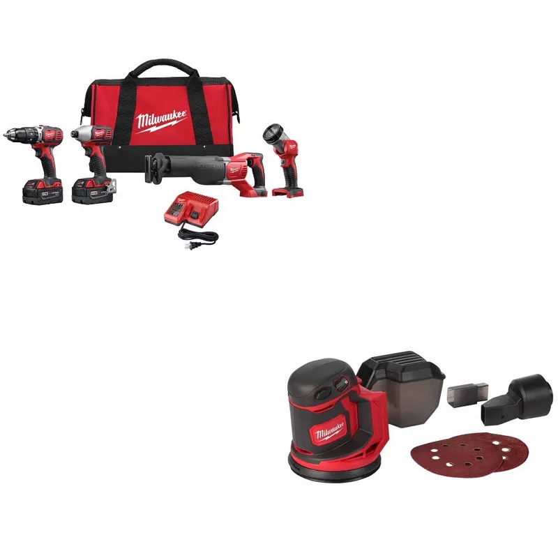 Milwaukee M18 4pc Combo Kit w/ Two FREE 2648-20 M18 Random Orbit Sander