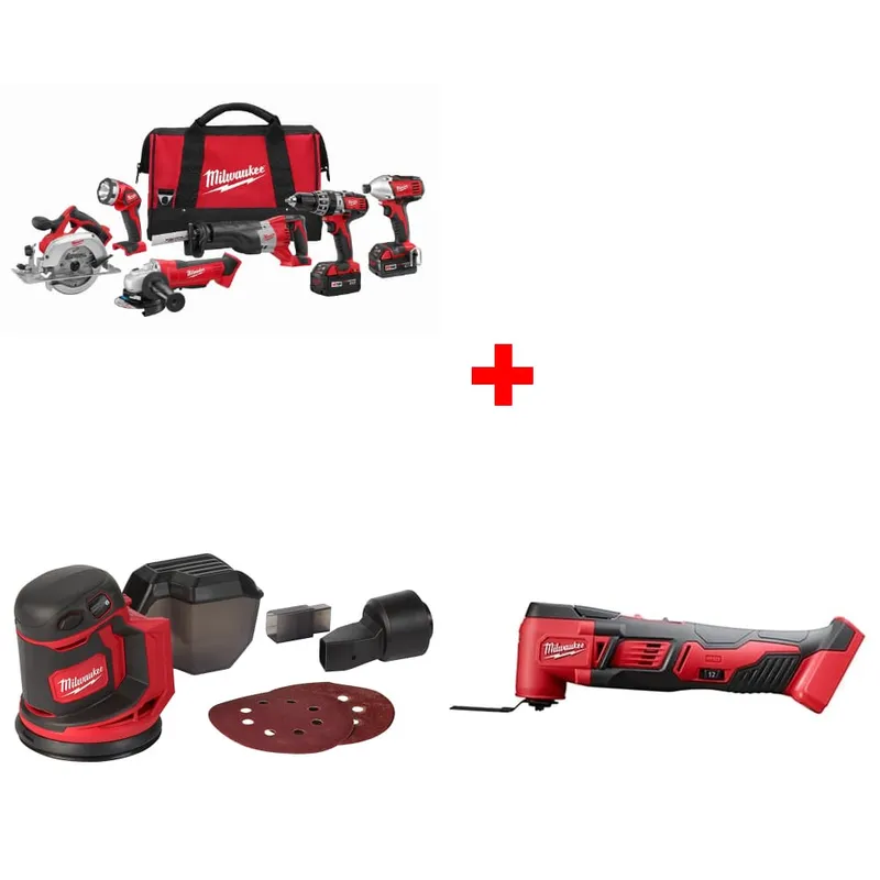 Milwaukee M18 6-Tool Combo Kit w/ FREE M18 Orbit Sander & M18 Multi-Tool
