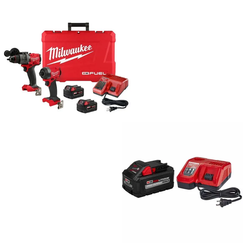 Milwaukee M18 FUEL 2-Tool Combo Kit W/ 48-59-1880 M18 XC8.0 Starter Kit
