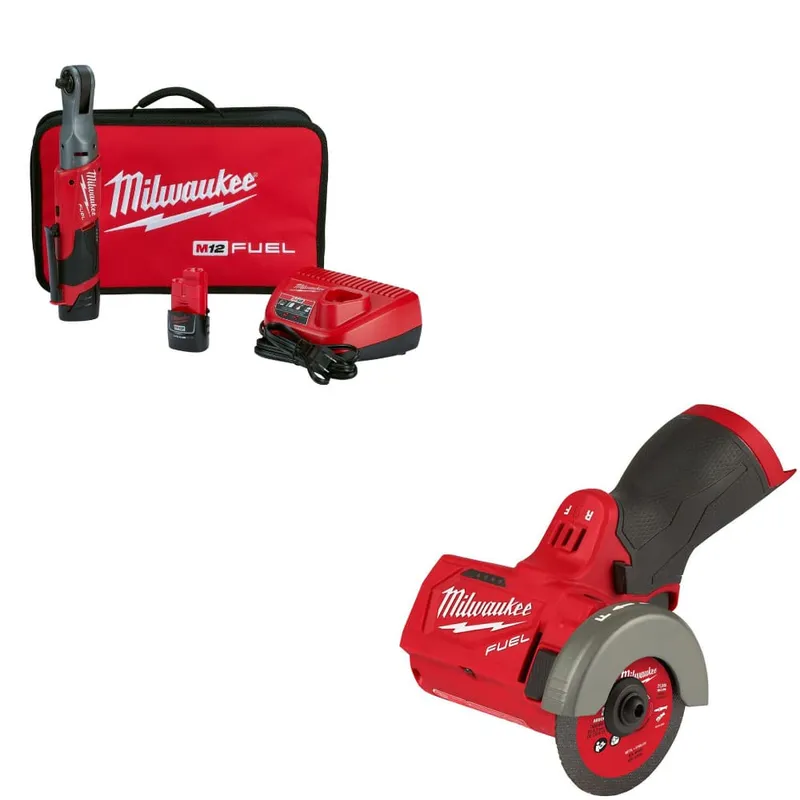 Milwaukee M12 FUEL 3/8" Ratchet Kit W/ FREE 2522-20 M12 Cut-Off Tool