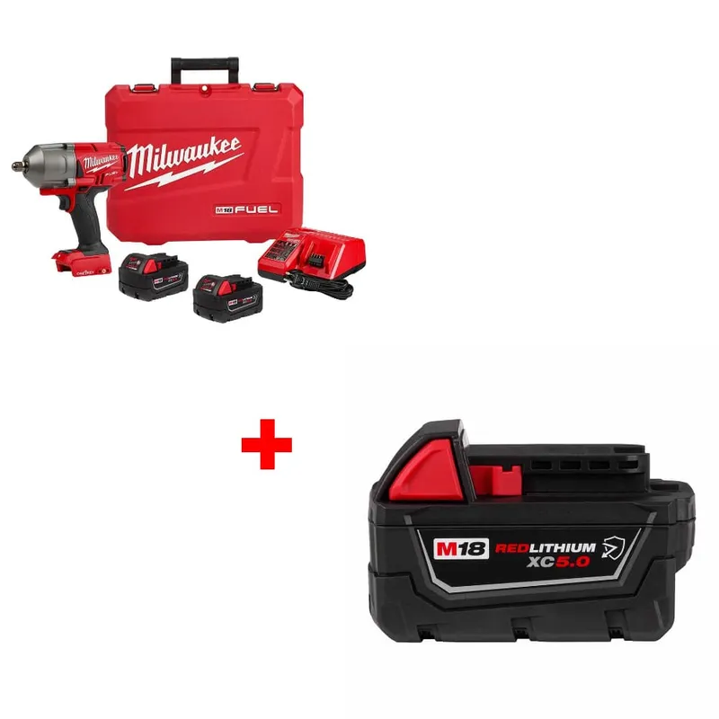 Milwaukee M18 FUEL Impact Wrench Kit w/ FREE 48-11-1850R M18 Battery