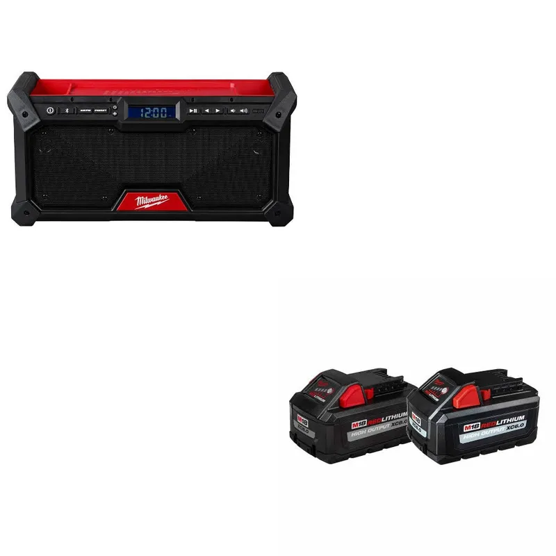 Milwaukee M18 Jobsite Radio W/ 48-11-1868 M18 18V 8Ah/6Ah Battery, 2Pk