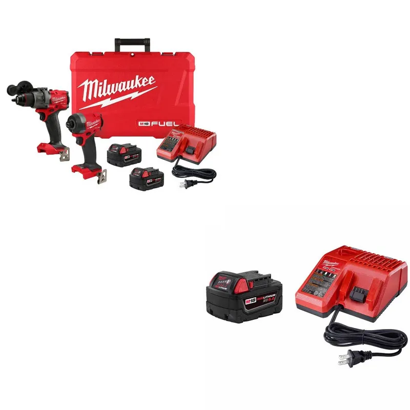 Milwaukee M18 FUEL 2-Tool Combo Kit W/ 48-59-1850 M18 XC5.0 Starter Kit