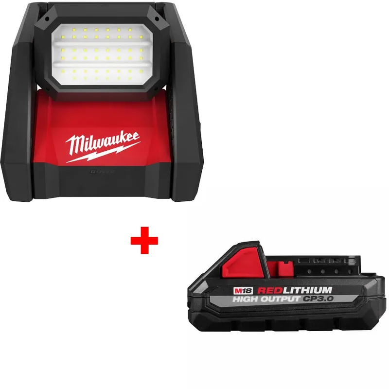 Milwaukee M18 Rover Flood Light w/ FREE 48-11-1835 M18 CP3.0 Battery