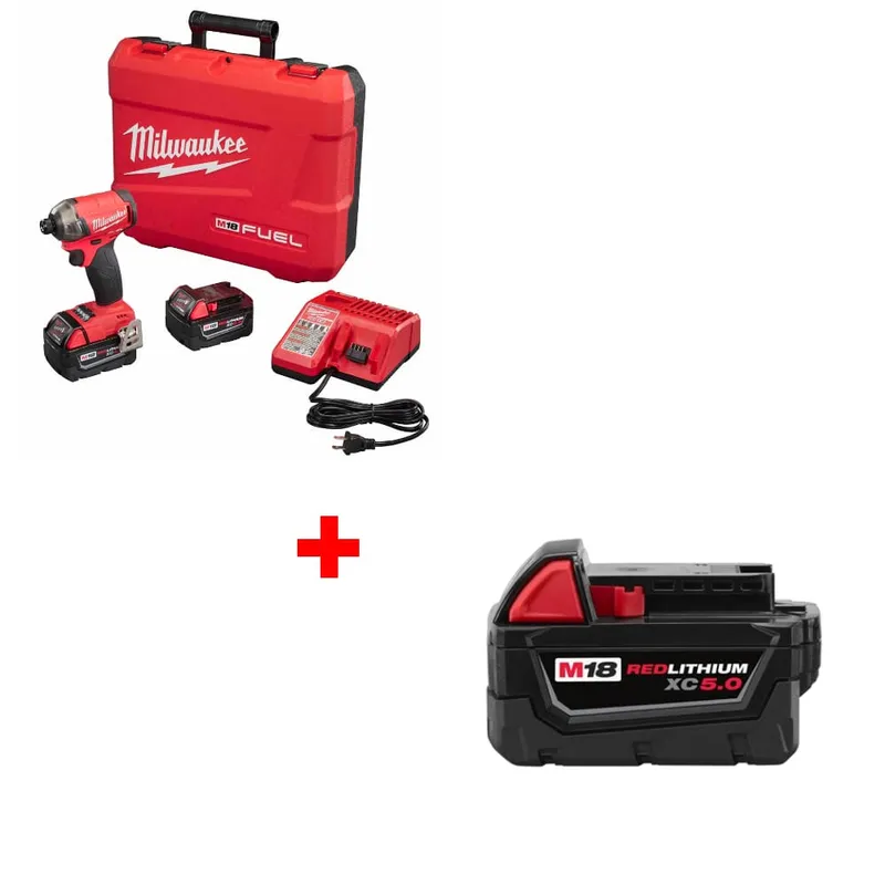 Milwaukee M18 1/4" Hydraulic Driver Kit w/ 48-11-1850 XC5.0 Battery
