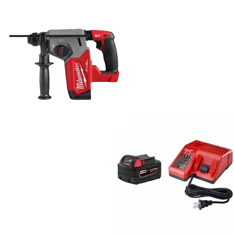 Milwaukee M18 FUEL 1" Rotary Hammer W/ 48-59-1850 M18 XC5.0 Starter Kit