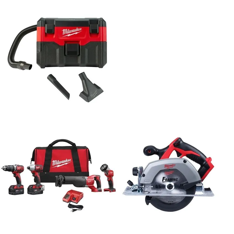 Milwaukee M18 4-Tool Combo Kit w/ FREE 0880-20 Wet/Dry Vacuum & Circ Saw