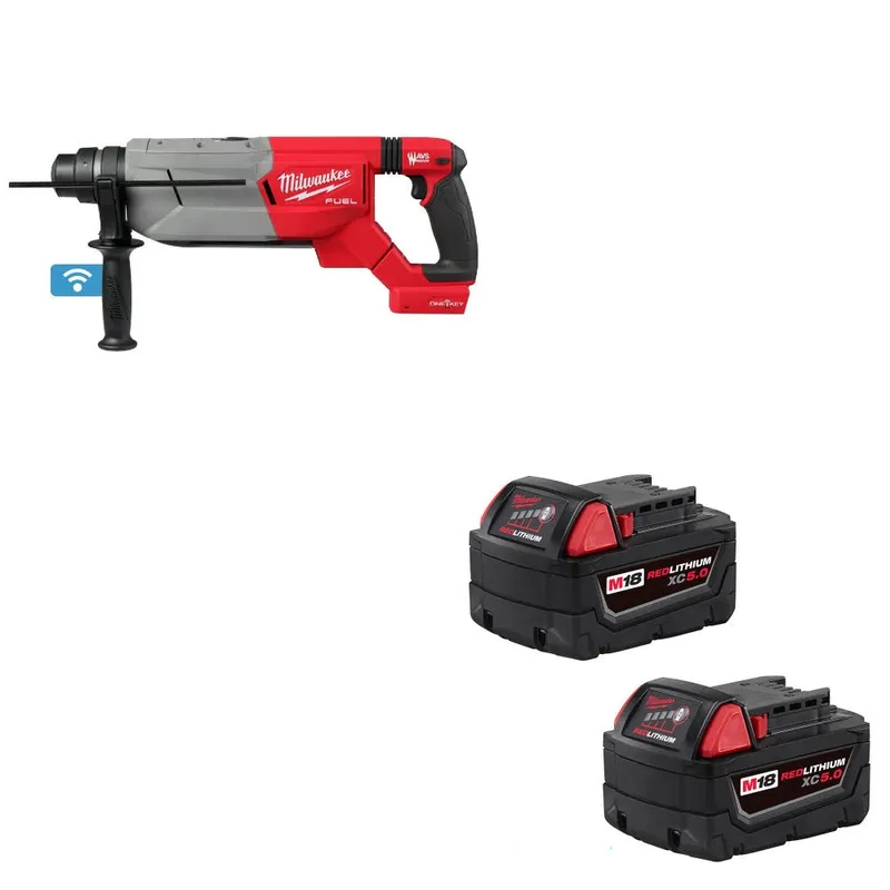 Milwaukee M18 FUEL Rotary Hammer W/ 48-11-1852 M18 XC5 Battery, 2 Pack