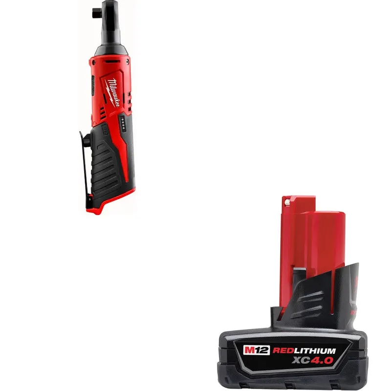 Milwaukee M12 Cordless 3/8" Ratchet W/ 48-11-2440 M12 XC4 Battery Pack