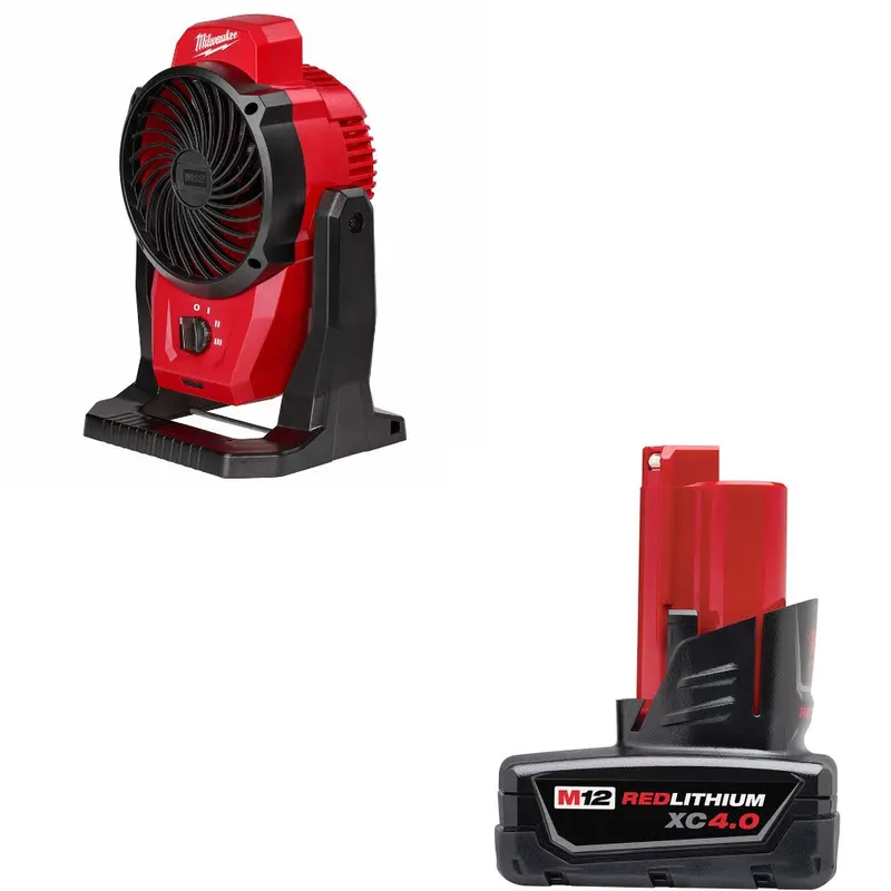 Milwaukee M12 Mounting Fan W/ 48-11-2440 M12 XC4.0 Battery Pack