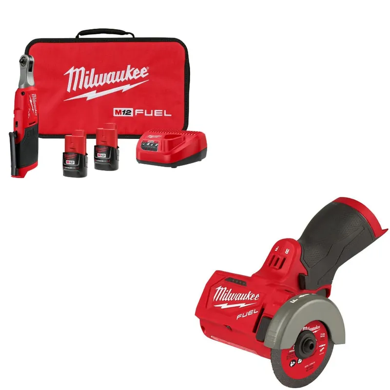 Milwaukee M12 FUEL 1/4" Ratchet Kit W/ FREE 2522-20 M12 Cut-Off Tool
