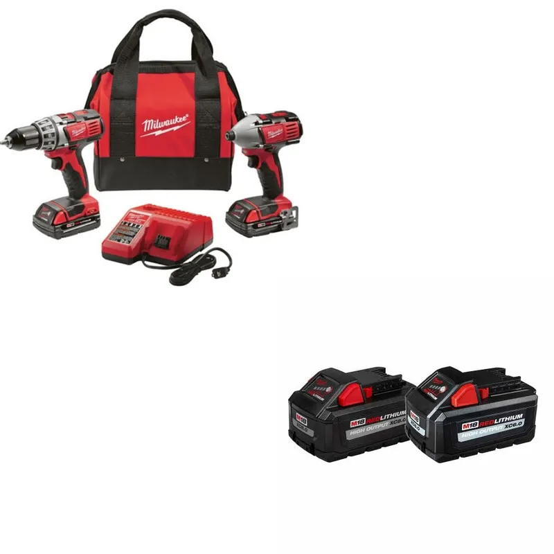 Milwaukee M18 18V 2-Tool Combo Kit W/ 48-11-1868 M18 18V Battery, 2 Pack