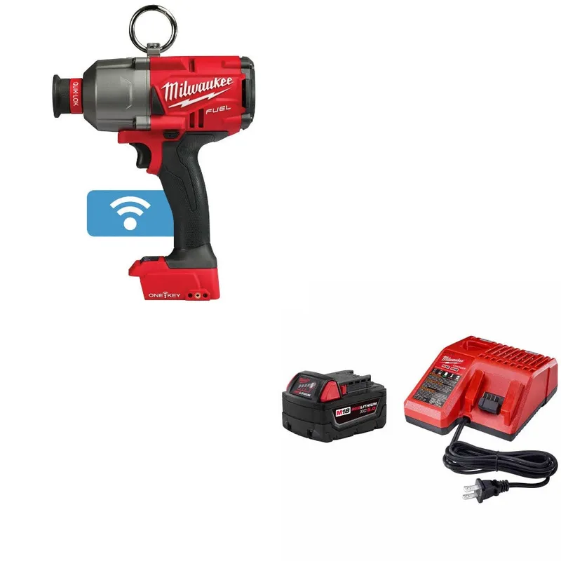 Milwaukee M18 FUEL 7/16" Impact Wrench W/ 48-59-1850 M18 XC5 Starter Kit