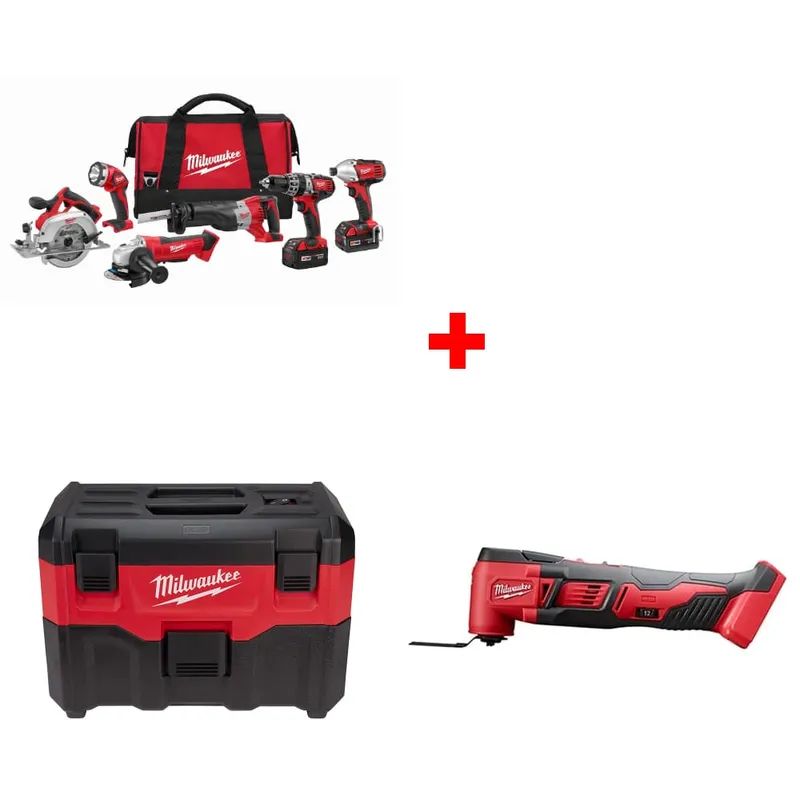 Milwaukee M18 6-Tool Combo Kit w/ FREE 0880-20 18V Vacuum & Multi-Tool