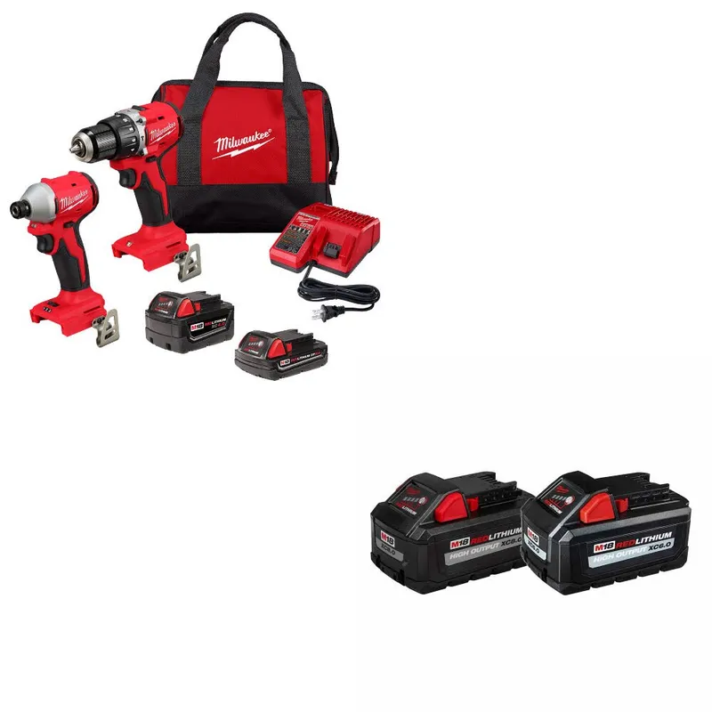 Milwaukee M18 2-Tool Combo Kit W/ 48-11-1868 M18 18V Battery, 2Pk