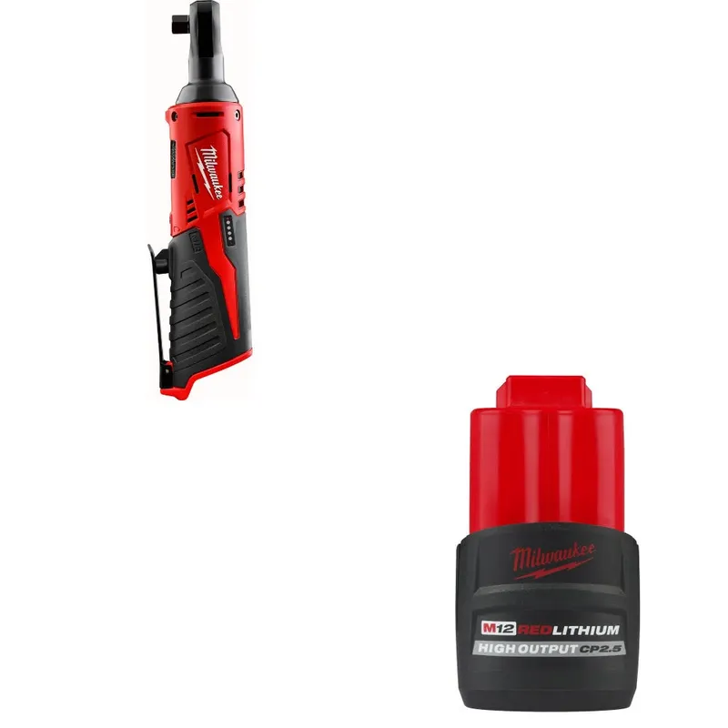 Milwaukee M12 Cordless 3/8" Ratchet W/ 48-11-2425 M12 CP2.5 Battery Pack