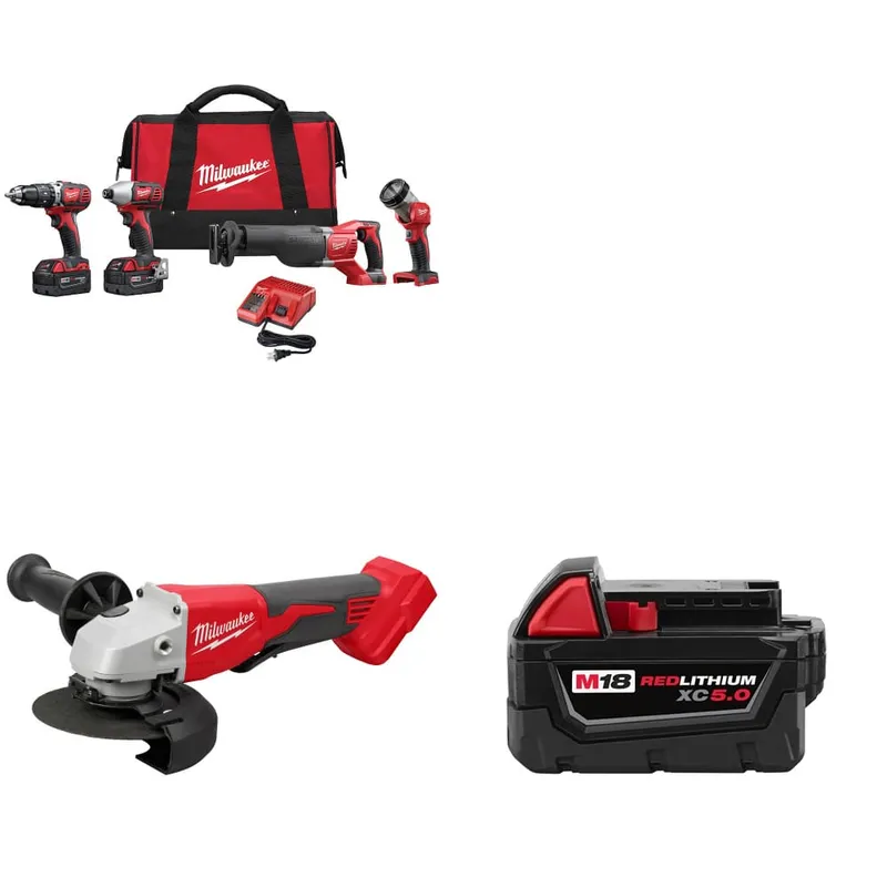 Milwaukee M18 4-Tool Combo Kit w/ FREE 2686-20 Grinder & Battery Pack