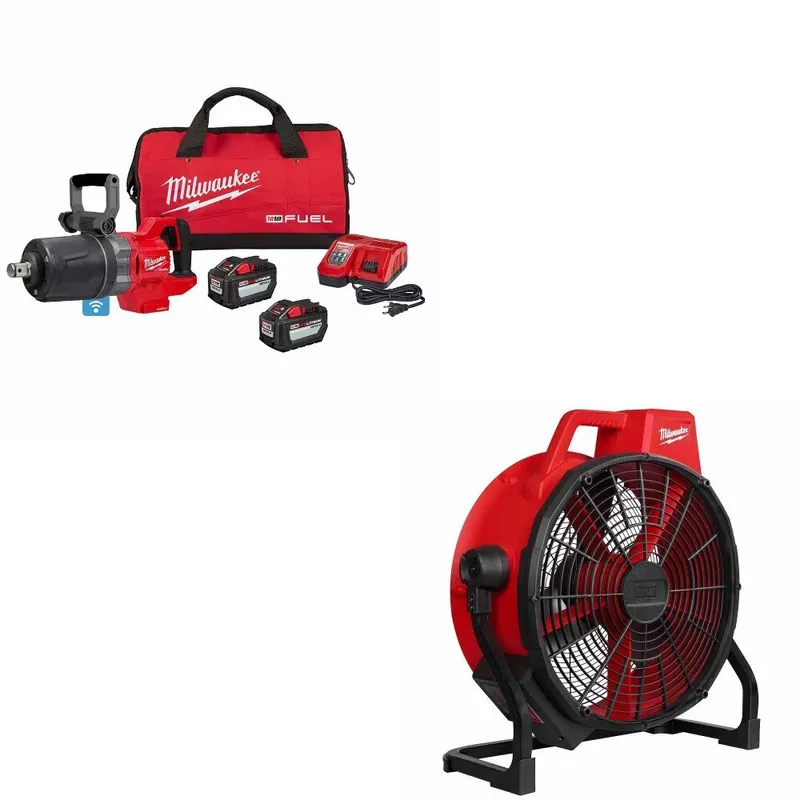 Milwaukee 1in D-Handle Impact Wrench Kit W/ FREE 0821-20 Fan