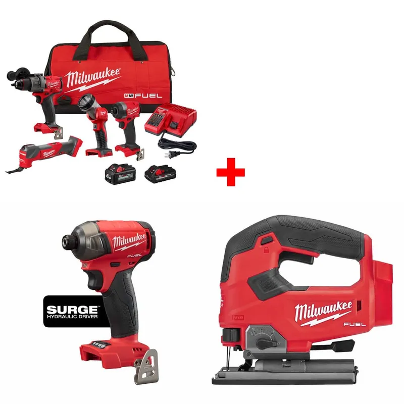 Milwaukee M18 4-Tool Combo Kit w/ FREE Hydraulic Driver & Jig Saw