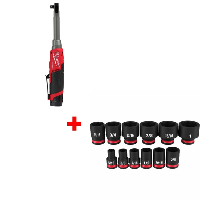 Milwaukee M12 FUEL 3/8" Ratchet Kit W/ FREE 49-66-7005 12PC Socket Set