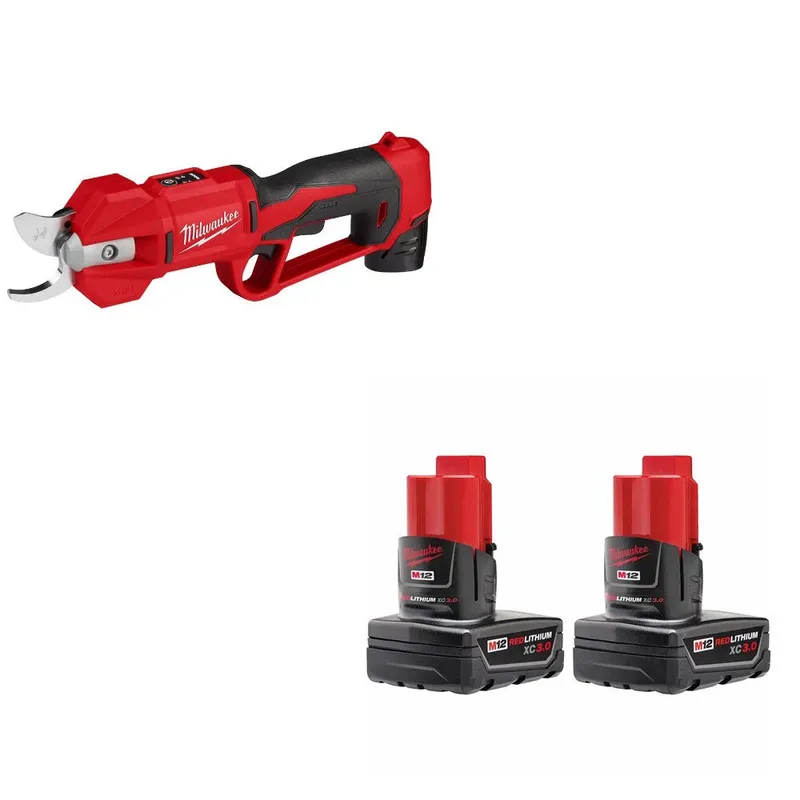 Milwaukee Pruning Shears Kit W/ FREE 48-11-2412 Battery, 2 Pack