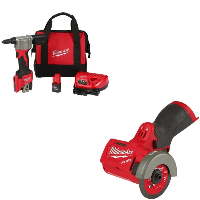Milwaukee M12 Rivet Tool Kit W/ FREE 2522-20 M12 Cut-Off Tool, Bare