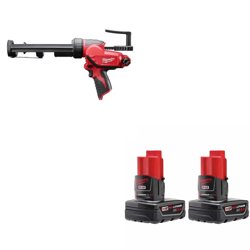 Milwaukee Caulk Gun Kit W/ FREE 48-11-2412 Battery Two Pack