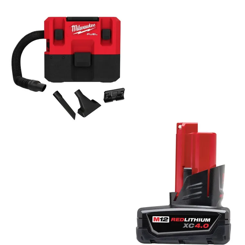 Milwaukee M12 FUEL 1.6 Gal Vacuum W/ 48-11-2440 M12 XC4.0 Battery Pack