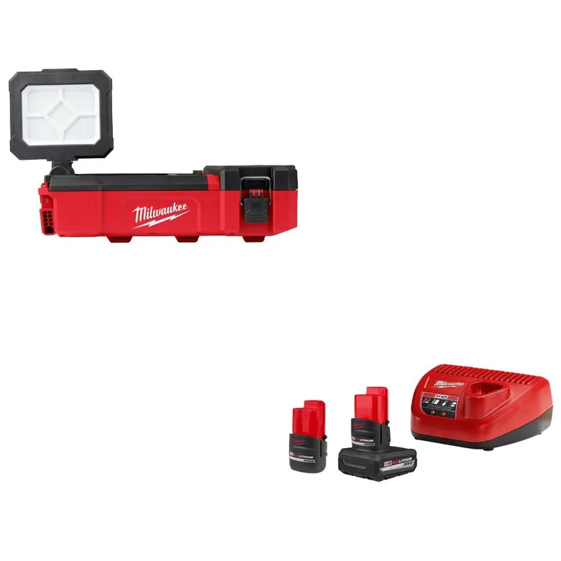 Milwaukee M12 PACKOUT Light W/ 48-59-2452S M12 2-Battery Starter Kit