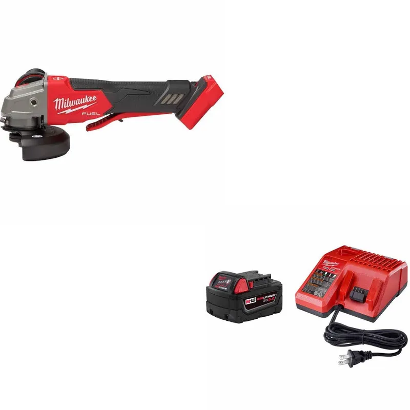 Milwaukee M18 FUEL 4-1/2"/5" Grinder W/ 48-59-1850 M18 XC5.0 Starter Kit