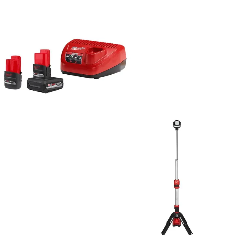 Milwaukee M12 2-Battery Starter Kit w/ FREE 2132-20 M12 Tower Light