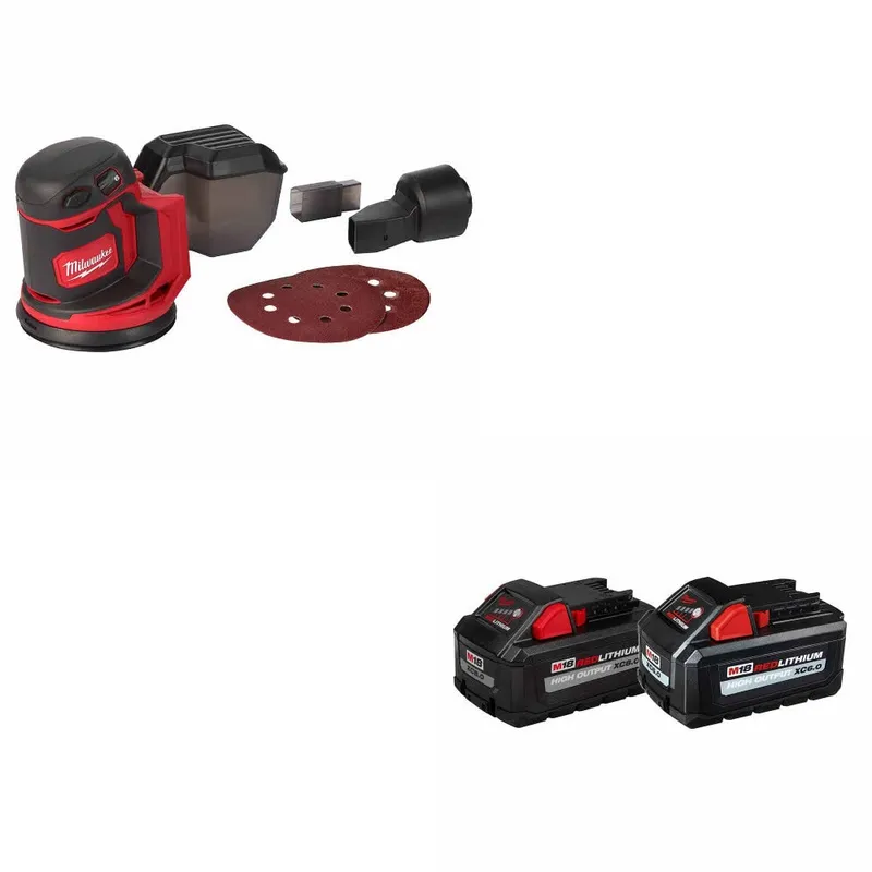 Milwaukee M18 Orbit Sander W/ 48-11-1868 M18 18V 8Ah/6Ah Battery, 2 Pack