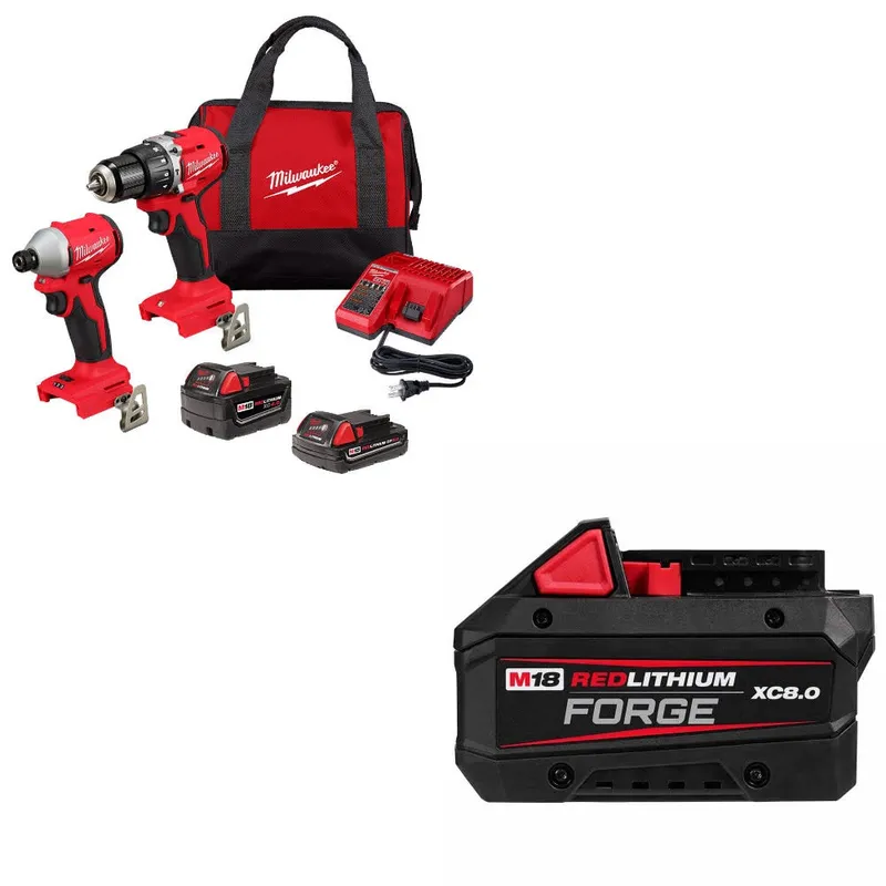Milwaukee M18 2-Tool Combo Kit W/ 48-11-1881 M18 XC8.0 Battery Pack