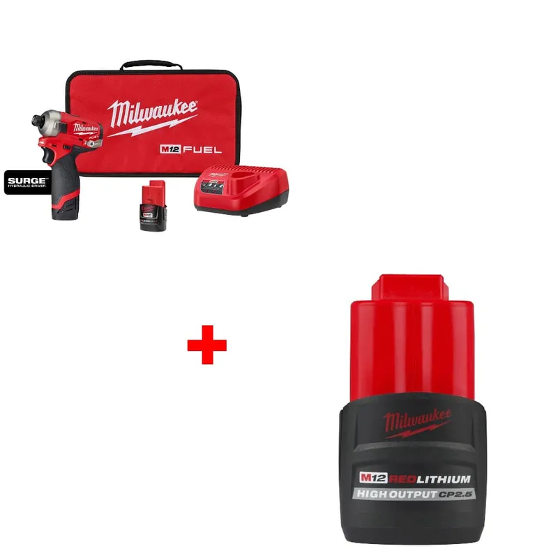 Milwaukee M12 FUEL Driver Kit w/ FREE 48-11-2425 M12 Battery Pack