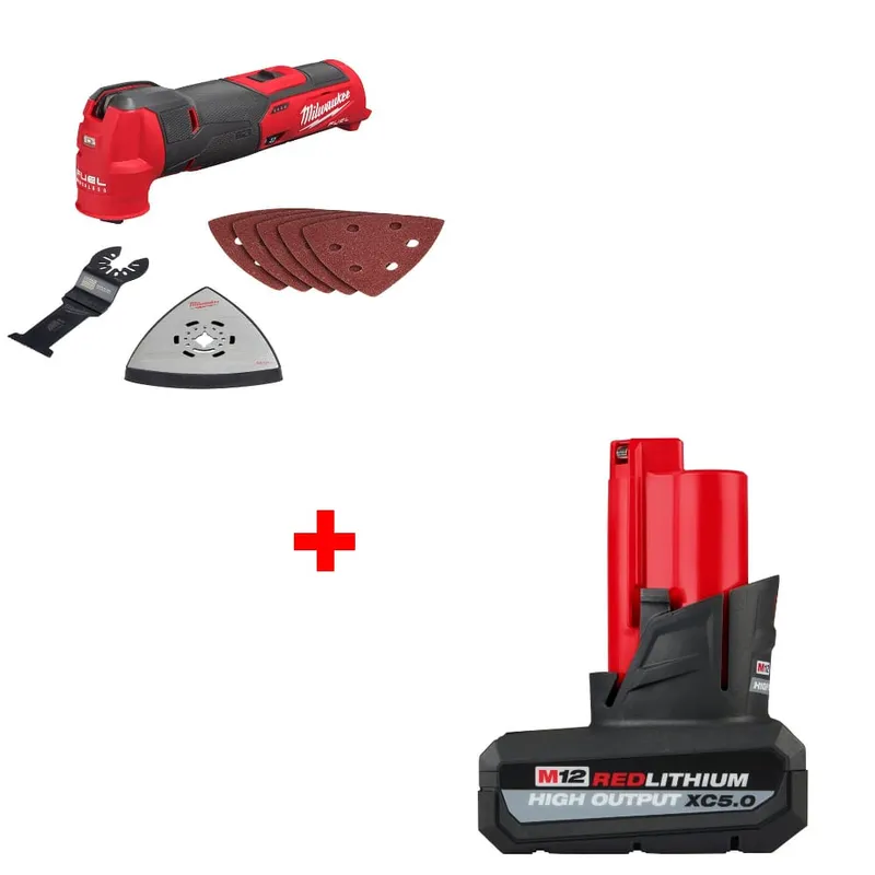 Milwaukee M12 FUEL Multi-Tool w/ 48-11-2450 M12 XC5.0 Battery Pack