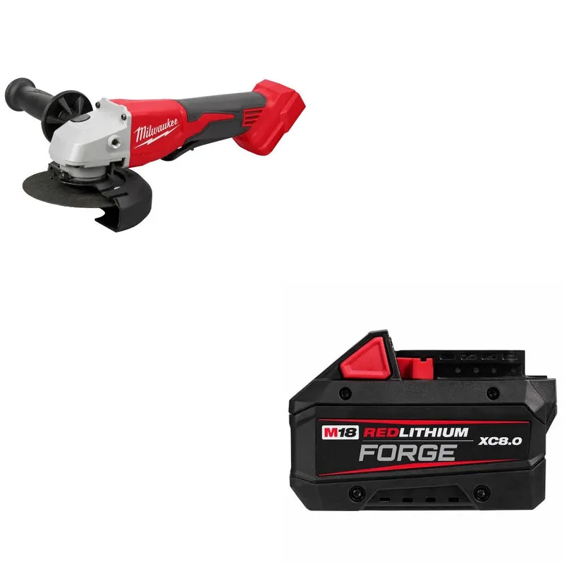 Milwaukee M18 4-1/2"/5" Grinder W/ 48-11-1881 M18 XC8.0 Battery Pack