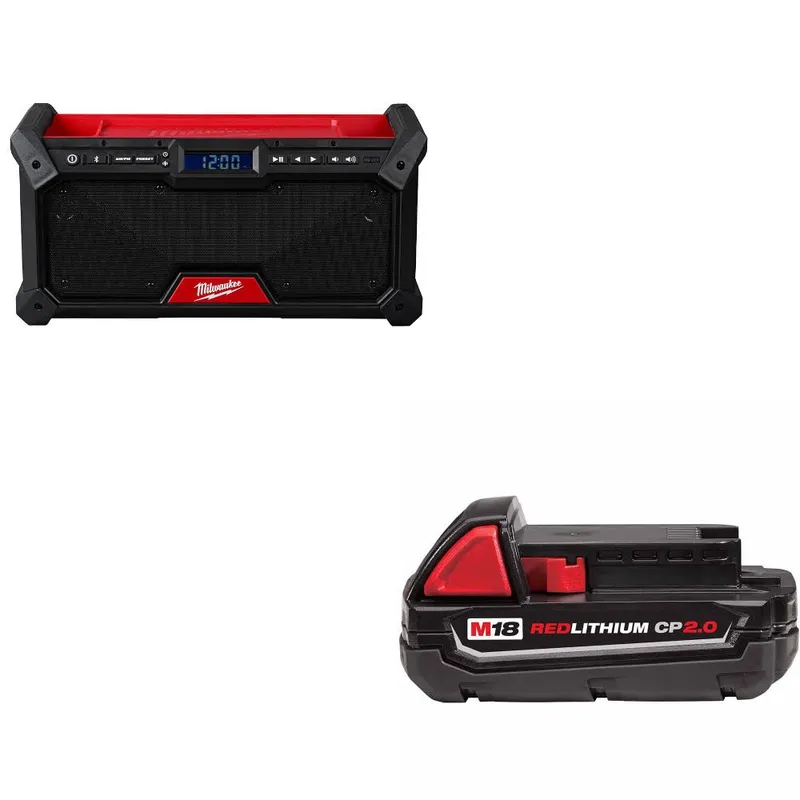 Milwaukee M18 Bluetooth Jobsite Radio W/ 48-11-1820 M18 2.0 Battery Pack