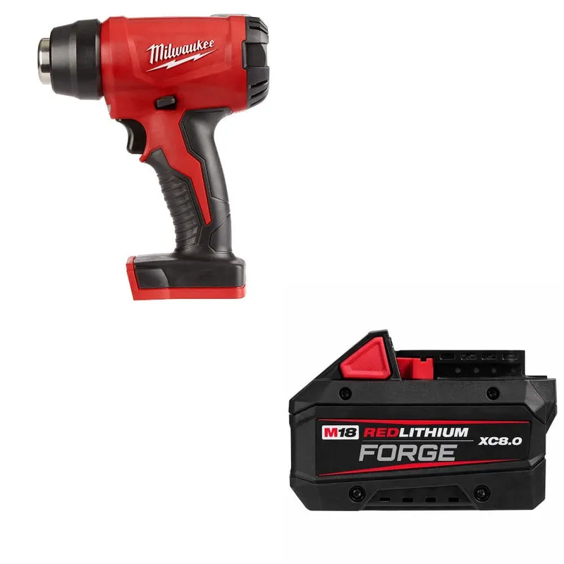 Milwaukee M18 Heat Gun, Bare Tool W/ 48-11-1881 M18 XC8.0 Battery Pack